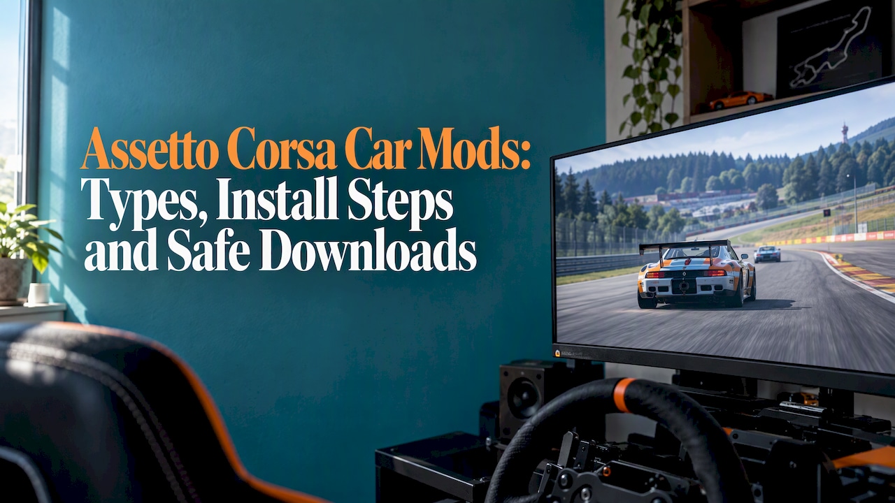 Modded race car shown on a sim monitor