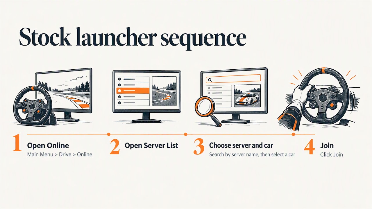 Stock launcher steps for joining a server